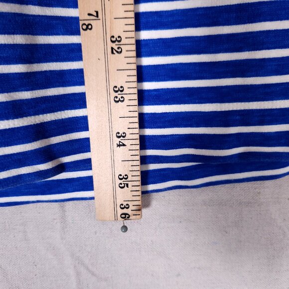 J. Crew Striped Pleated Ponte Dress Womens Medium Zip Back Blue White - Picture 5 of 12